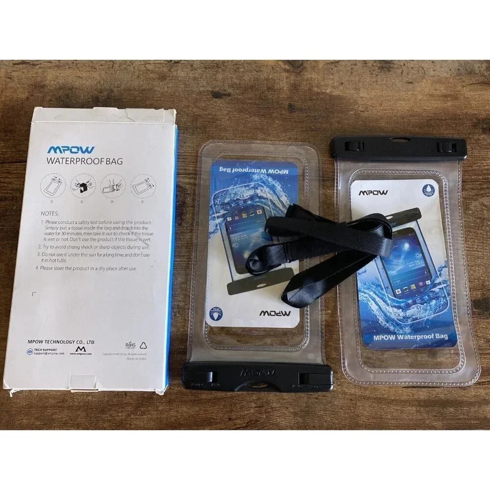 2 Pack Mpow Universal Waterproof Case Phone Pouch Dry Bag for iPhone Samsung